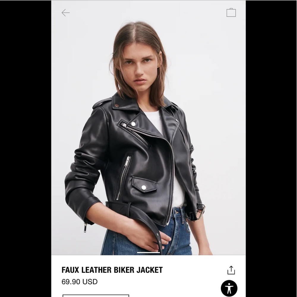 Zara faux leather biker jacket